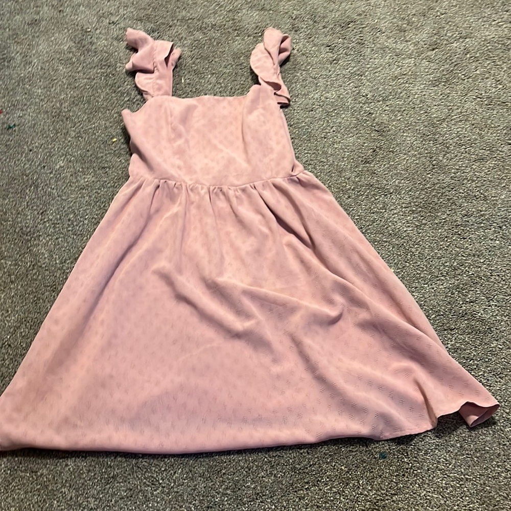 blush pink dress, zipper on side, tie in back, size M